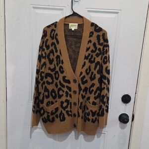 Leopard Print Oversized Cardigan